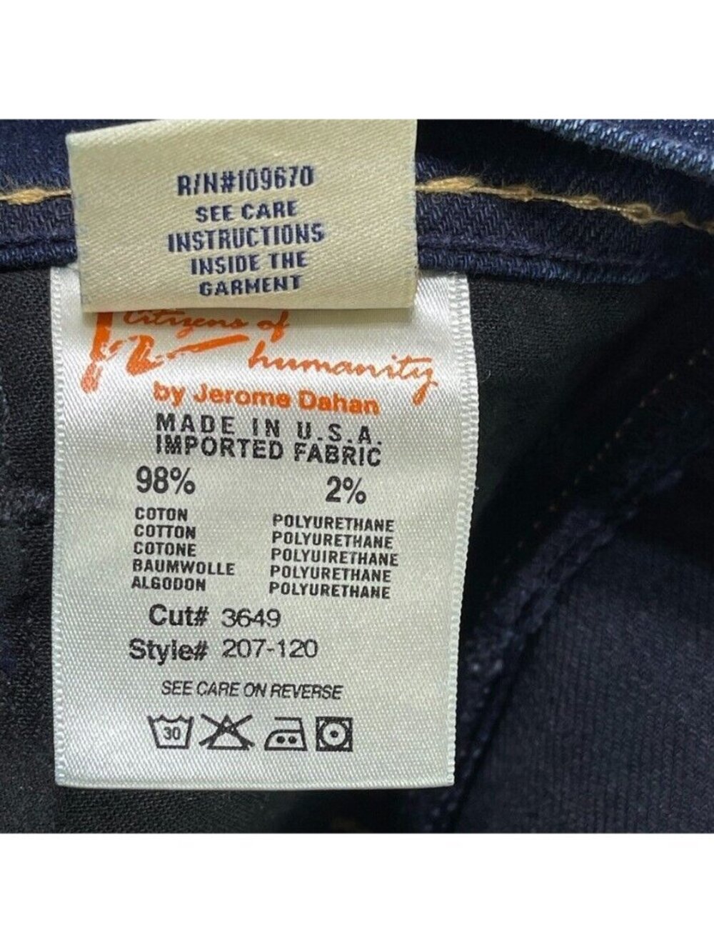 Citizens Of Humanity Dark Wash Bootcut Jeans With Gold Embroidered Back Pocket D - Picture 10 of 15